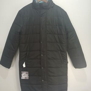 The Hideout Clothing  Black and Blue Reversible Puffer Coat